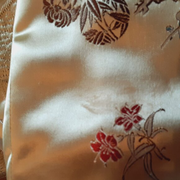 Peony Brand Satin Brocade Reversible Chinese Jacket Gold/Black Frog Closures XL - Picture 7 of 7